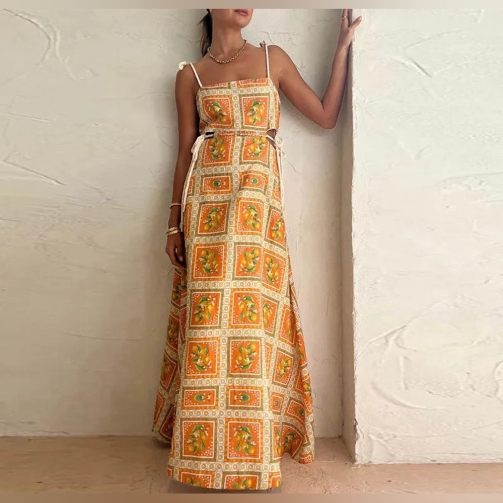 Elegant Orange Maxi Dress - Picture 4 of 9